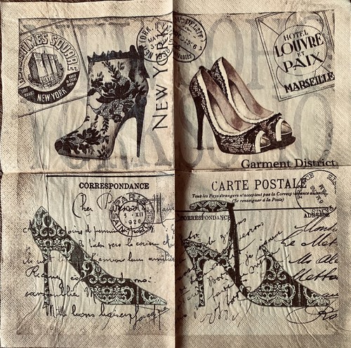 4pc MIX Vintage Shoes Bags Paper Napkins For Decoupage Scrapbook Craft - Picture 7 of 11
