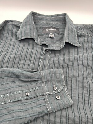 Cultura Men's Button Down Shirt Size XXLarge Black Long Sleeve Stripe