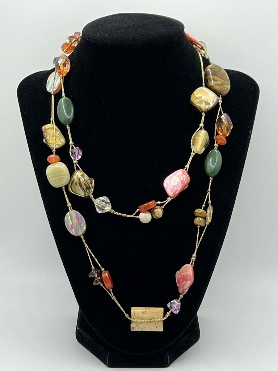 Lia Sophia Multi-Color Multi-Shape Shells Stones Gold Tone Chain