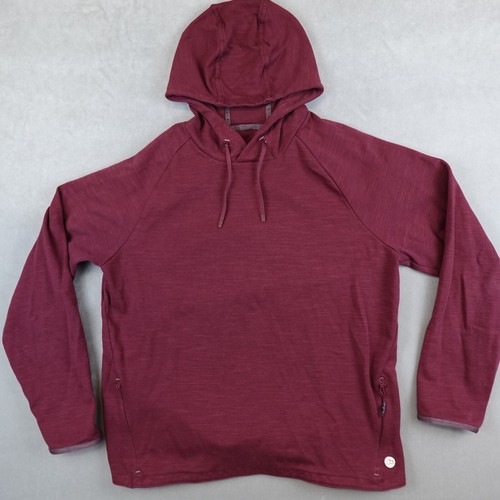 LL Bean Hoodie Men Size Large Pullover Slightly Fitted Sweatshirt Red Zip Pocket
