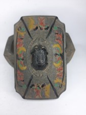 ANCIENT EGYPTIAN Stone Jewelry Box Scarab winged Isis , Eye of Horus sculpture