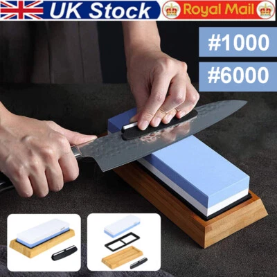 Dual Whetstone Knife Sharpening Stone 1000/6000 Grit Water Wet Stone Sharpener