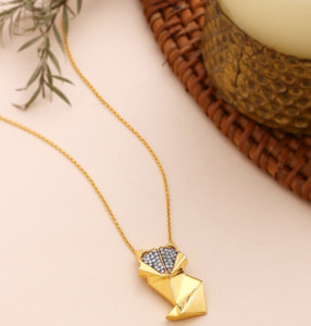 Authentic 14k Gold Plated 925 Sterling Silver Enchanted Forest Fox Pendant for Womens