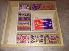 Melissa and Doug Wooden favorite phrases Stamp Set, Gently Used