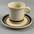 McCoy Pottery Coffee Cup & Saucer Colonial Brown Stripe Cafe Diner Vintage USA