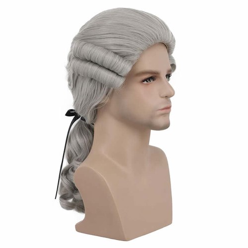 Baroque Man Wig Elizabethan 18th Century Victorian Fancy Dress Judge Colonial - Picture 18 of 34