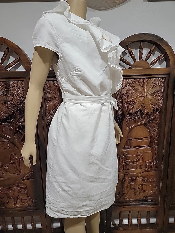 Vestido Calypso St Barth for Target blanco mezcla de lino envolvente XL con volantes nuevo con etiquetas #C Foto 4 de 4