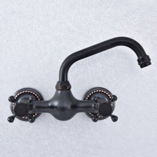 Black Oil Rubbed Brass Kitchen Faucet Bathroom Sink Mixer Tap Wall Mount ssf726