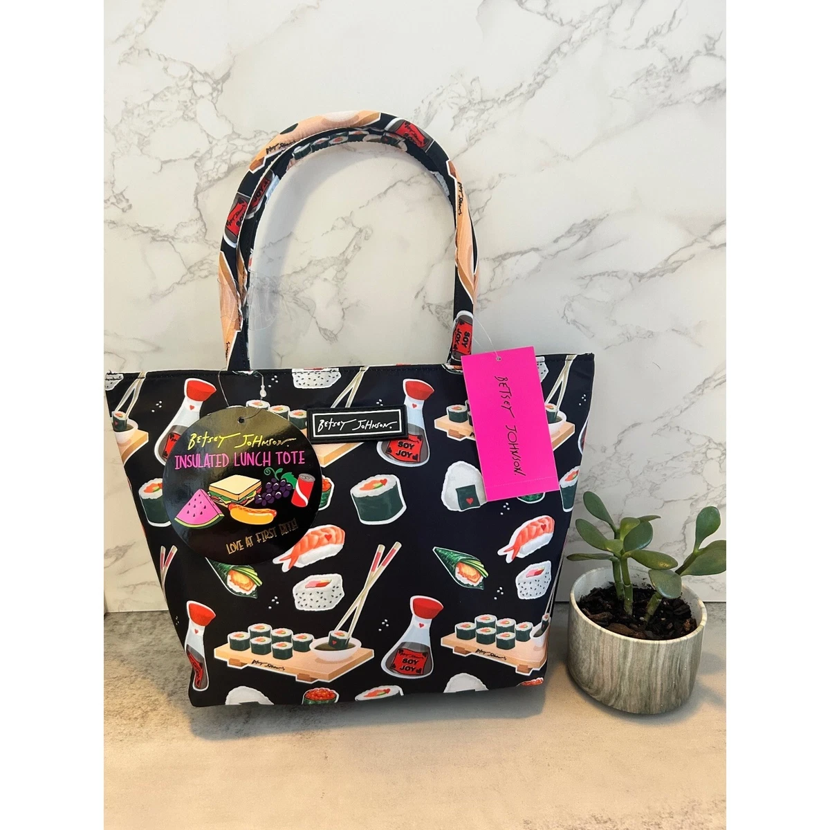 NWT Sushi Print Insulated Lunch Tote Bag Satchel by Betsey Johnson