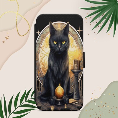BLACK CAT MAGIC PHONE CASE FLIP WALLET PHONE COVER FOR IPHONE SAMSUNG PIXEL