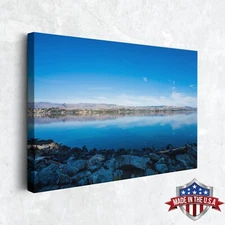 Lake Chelan Rocky Shore Reflections Wall Art, Home Decor Canvas Print Art Poster