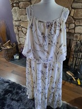 H&M Mama Flounce Trimmed Nursing Function Midi Dress Light Beige Size XXL BNWT