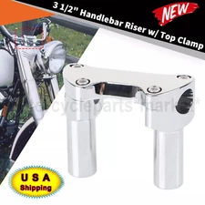 Front 3.5" CNC Handlebar Risers Top Clamp For Harley Heritage Softail Dyna FXDL