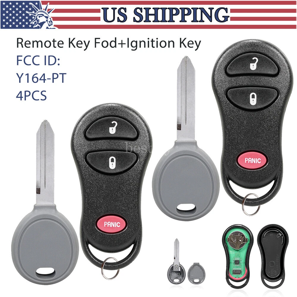 2 Custodi Telecomando Auto Per Chrysler PT Cruiser, Town & Country, Voyager – Rosso E Nero