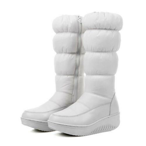Snow Womens Winter Warm Side Zip Mid Calf Boots Platfrom Pull on Shoes Plus Size - Picture 12 of 14