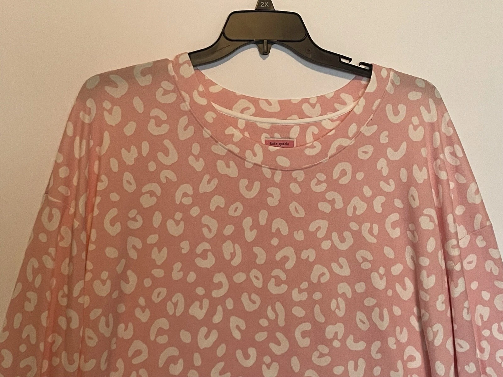 Abito corto Kate Spade New York donna taglie forti stampa rosa L S 2X nuovo con etichette $62