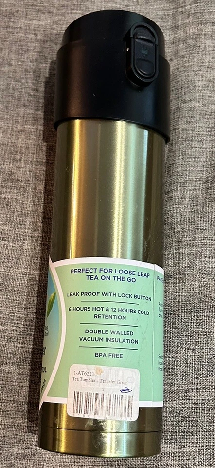 Vaso de viaje de té CasaWare TRIO 16 OZ acero inoxidable verde con infusor y filtro Foto 3 de 4