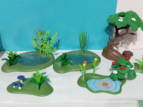 PLAYMOBIL LOTE CHARCA ARBOLES VEGETACION DIORAMA ISLA BOSQUE BELEN PLANTAS CAMPO - Photo 3/4