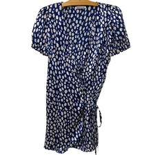 Reformation | Dress Silk Mini V Neck Wrap V Neck Short Sleeve Polka Dots- Large