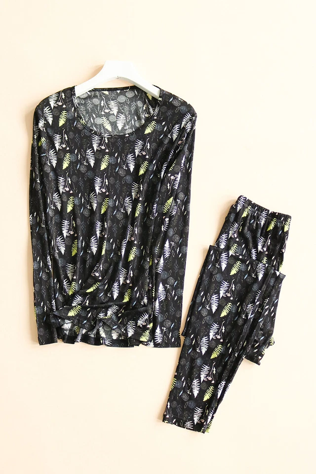 100% Silk Long Sleeve Pajamas For Men Silk Underwear Long Trousers Naked Feeling - Image 3 of 4