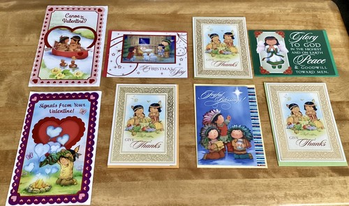 Lot of 8 VTG St. Labre Indian School Greeting Cards, Holiday Themed, NEW - Picture 2 of 7
