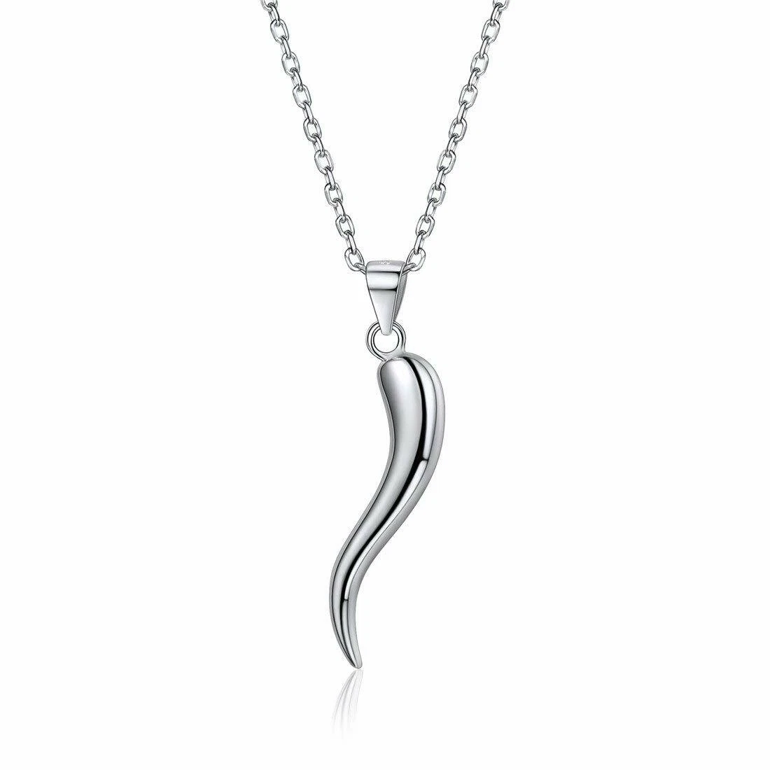 Italian Cornicello Horn Pendant Charm in Sterling Silver | Takar Jewelry