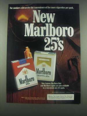 price for a pack of marlboro cigarettes 1985 Marlboro Cigarettes Ad - New Marlboro 25's