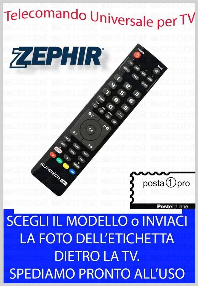 TELECOMANDO UNIVERSALE per TV e DECODER SAT DTT ZEPHIR - SCEGLI MODELLO LISTA