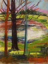 ORIGINAL Storm Landscape Pastel Painting JMW art John Williams Expressionism