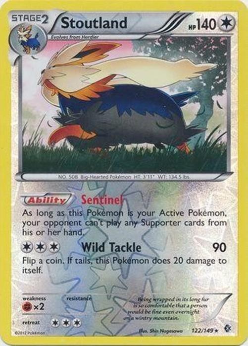 Stoutland - 122/149 - Pokemon Boundaries Crossed Black White Reverse Holo LP