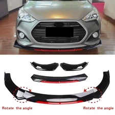 Front Bumper Lip Spoiler Splitter Glossy Black Red For Hyundai Veloster Body Kit