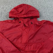 VTG Gap Jacket Mens M Red Hooded Anorak Pullover 1/4 Zip Windbreaker Coat Y2K