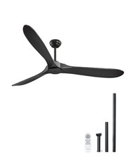 VEVOR 72" Ceiling Fan Remote Control Quiet Reversible DC Motor Wood Blade Black