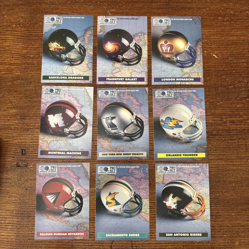 1991 Pro Set World League Football Helmet Collectible (9) P1 Missing #2