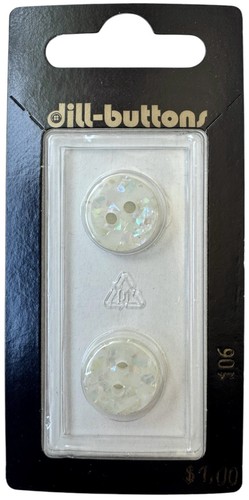 Buttons White Flat Faux Opal Round 2-Hole 2-Pack 9/16" 14MM Vintage Dill No. 106 - 第 1/6 張圖片