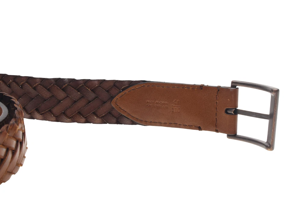 Cinturón de cuero tejido trenzado marrón ocre Burberry L96153 para hombre talla 44/110 Foto 2 de 4