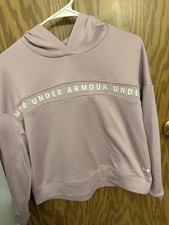 Under Armour Light Pink Pullover Hoodie Loose Fit Logo Accent Women XS