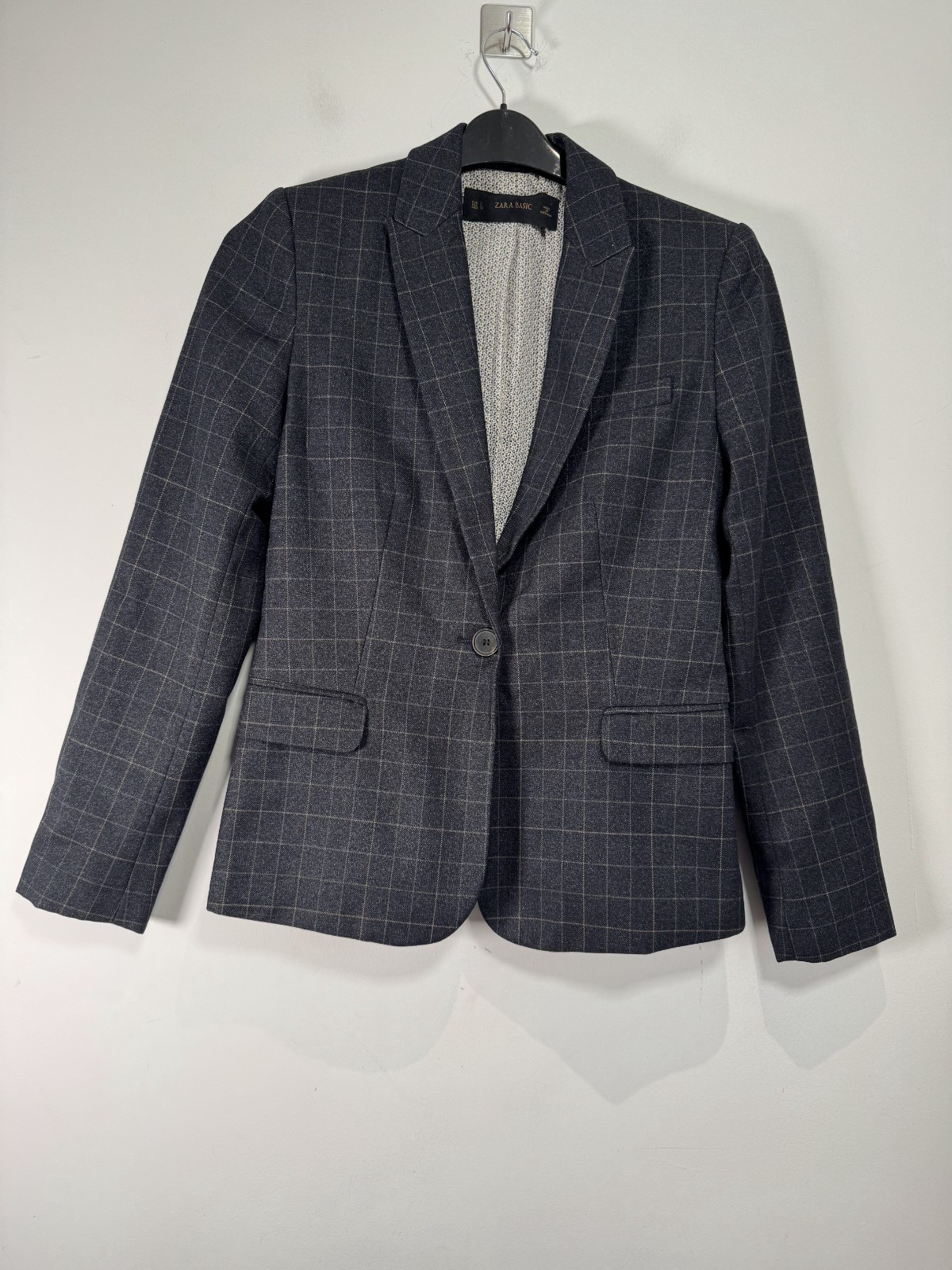 Zara Basic Blazer Suit Jacket Womens Small Navy P… - image 1