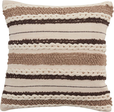 Ivory Striped Woven Throw Pillow, 20'' Down-Filled, Shinoda Collection
