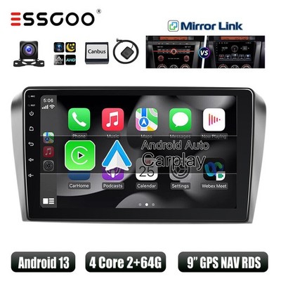 9'' Android 13 Carplay Autoradio GPS SAT NAV WiFi 2+64G Kamera Für Mazda 3 03-09