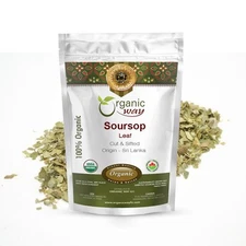 Organic Way Soursop Leaf Coarse Cut - Organic, Kosher & USDA Certified