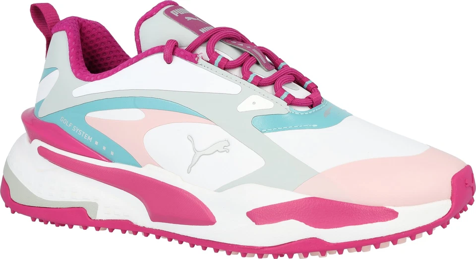 Zapatos de golf Puma GS Fast blanco/rosa tiza/azul porcelana para mujer elige la talla Foto 2 de 4
