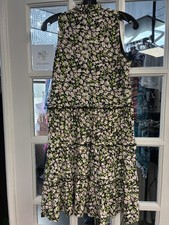 Tommy Hilfiger Ladies Black Floral High Necked Tiered Chiffon Dress - Size 4