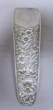 Antique Early 1900s Stieff Sterling Silver Floral Repousse Shoehorn, Monogram