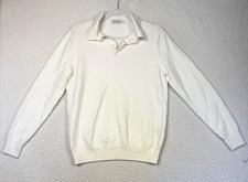 Collars  Co Sweater Mens Medium White Merino Wool Collared Pullover Polo READ