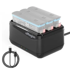 Battery Charging Hub for Insta360 X4 Battery Charger USB-C 3 Card Slots Storage