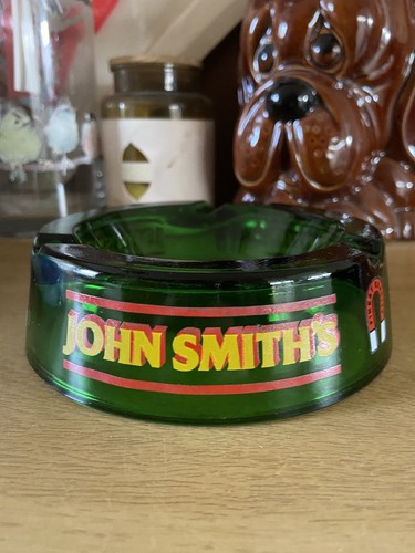 John Smith’s Ashtray, Bar, Pub, Dark Green Glass , Vgc