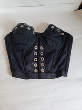 Vintage Gelmart 34 C Bustier Corset Top Black Lace Grommits Steampunk 1990s