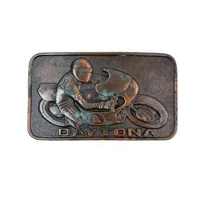 Vintage Daytona 3D Motorcycle Rider Dirt Bike Metal Belt Buckle