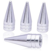 4PCS Spiked Shape Tire Valve Stem Caps, Aluminum Alloy 4 pcs Spiked - Silver